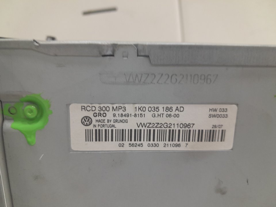 Sistema audio / radio cd volkswagen golf v fastback (20