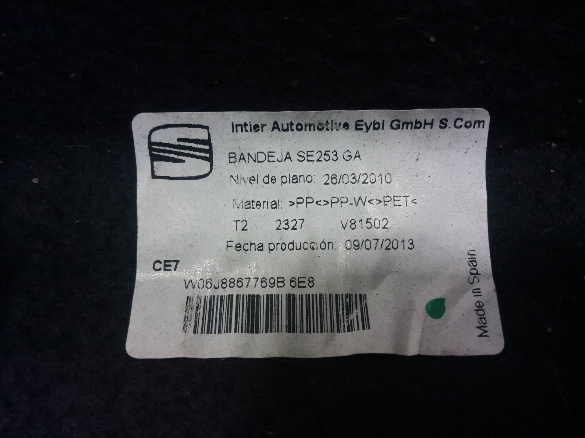 Bandeja trasera seat ibiza st