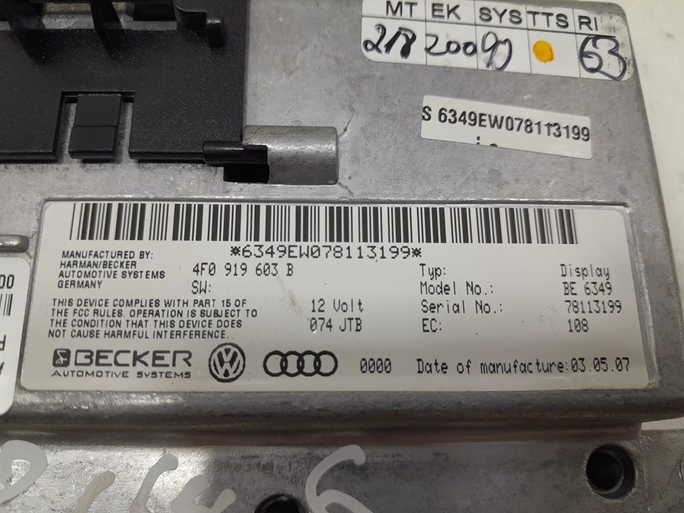 Pantalla central salpicadero audi q7 4.2 fsi quattro