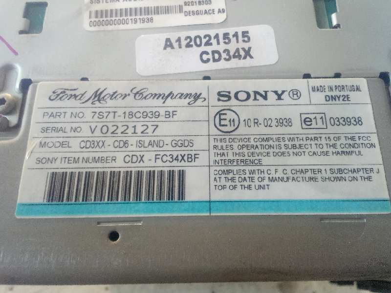 Sistema audio / radio cd ford galaxy 2.0 tdci