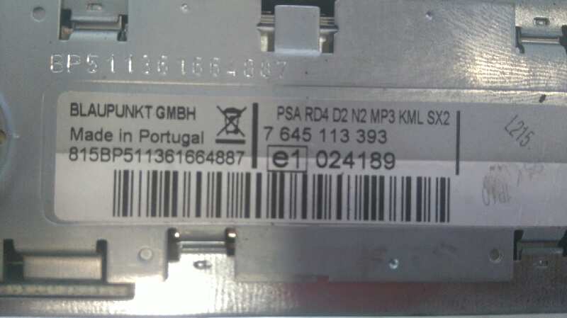 Sistema audio / radio cd peugeot 407 1.6 hdi 110