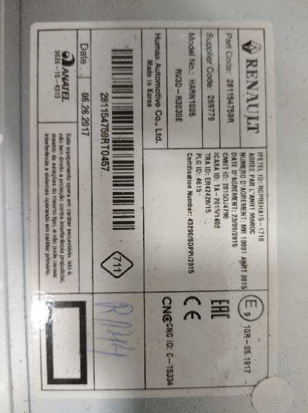 Sistema audio / radio cd dacia sandero ii 1.5 dci