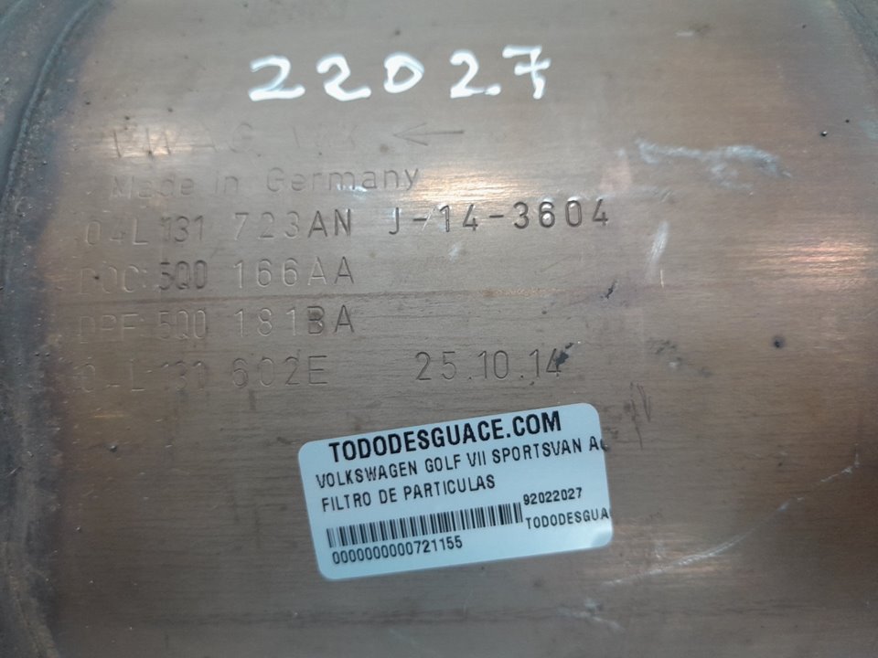 Filtro de particulas volkswagen golf vii variant 1.6 tdi