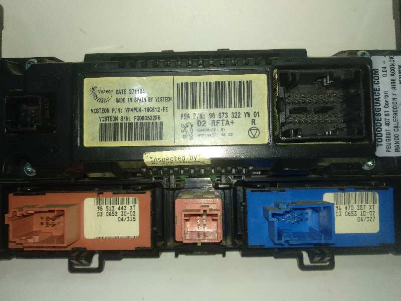Mando calefaccion /  aire acondicionado peugeot 407 2.0