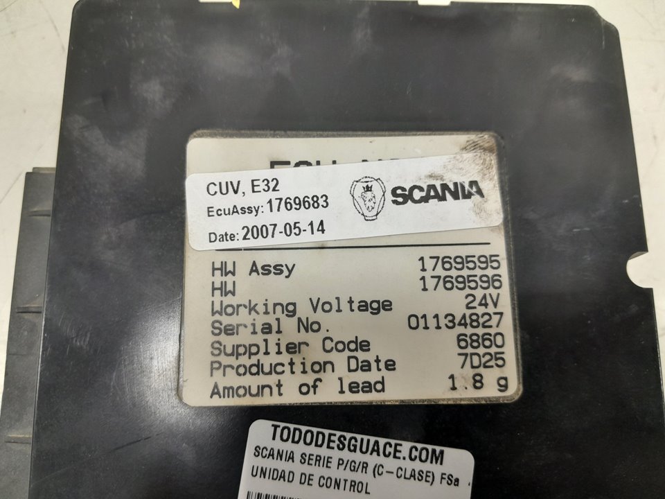 Unidad de control scania serie pgr (cclase) f