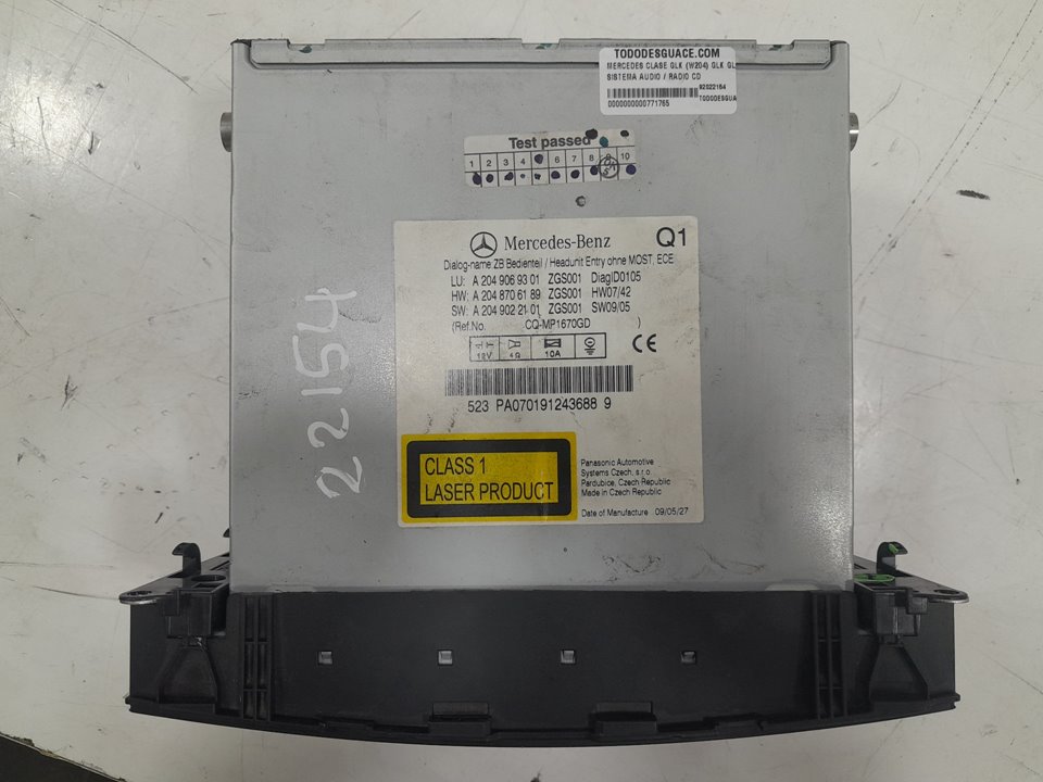 Sistema audio / radio cd mercedes-benz clase glk 220 cdi 4matic (204.984 204.