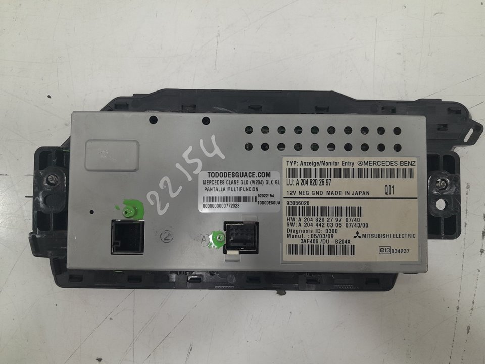  pantalla multifuncion mercedes-benz clase glk 220 cdi 4matic (204.984 204.