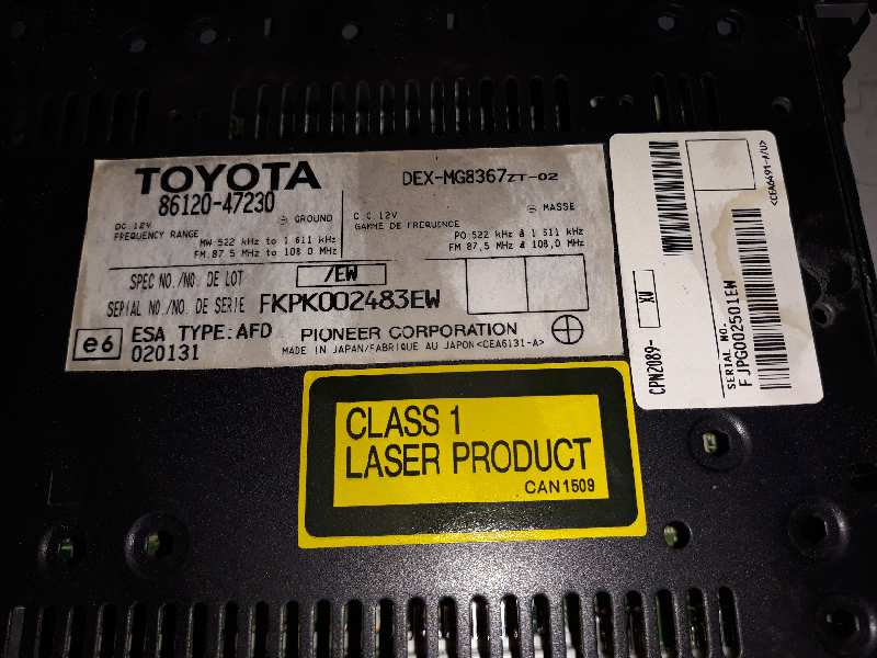  sistema audio / radio cd   toyota prius (nhw20) 
