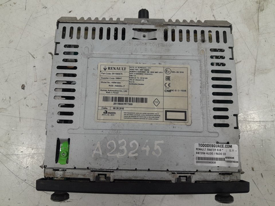 Sistema audio / radio cd renault  master bus       0.11 - ... no identificado