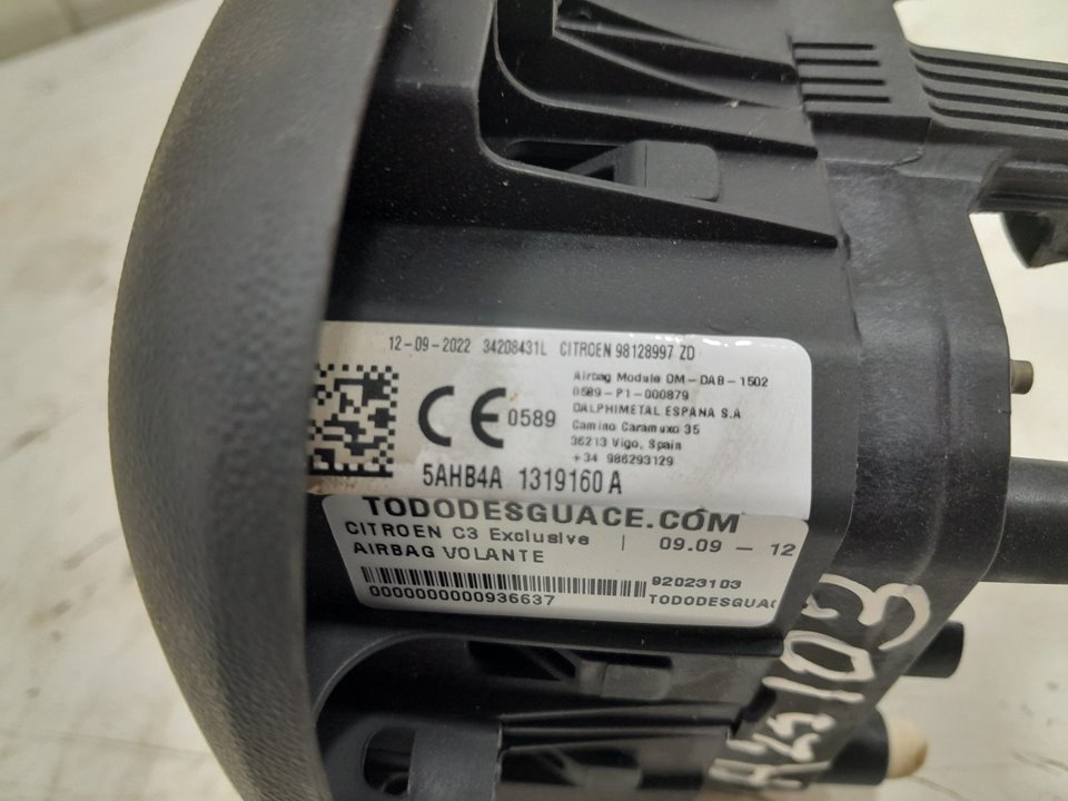 Airbag volante citroen c3 ii 1.2 thp 110