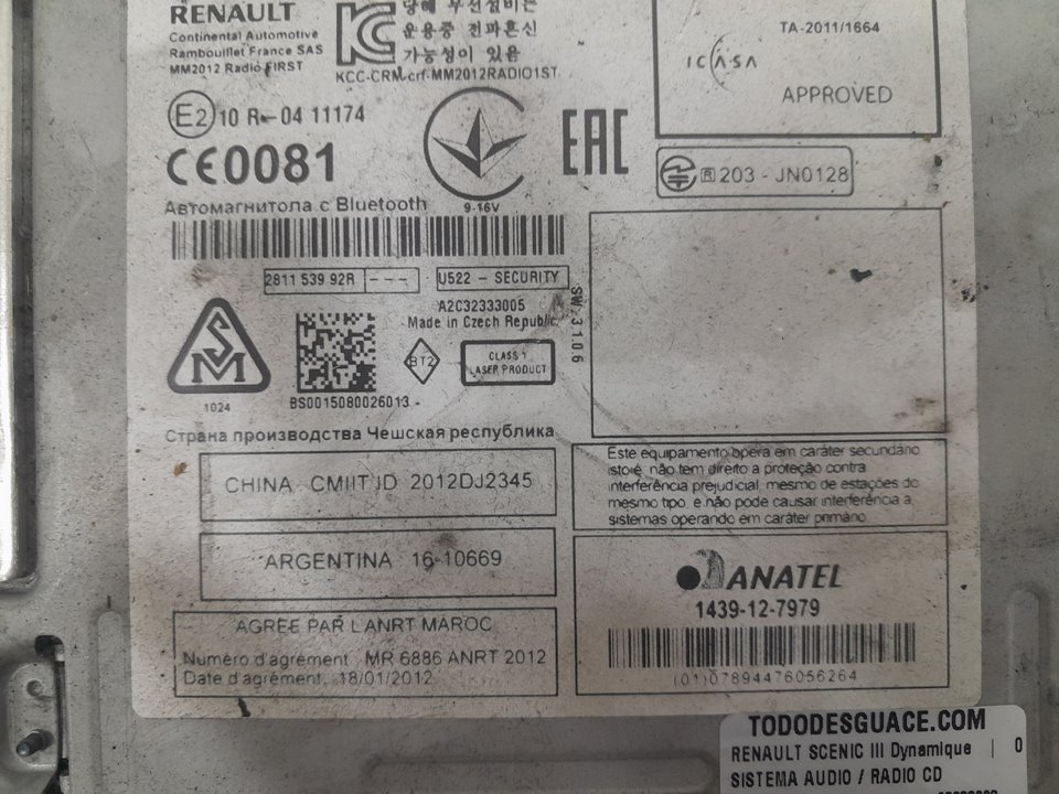 Sistema audio / radio cd 1.5 dci