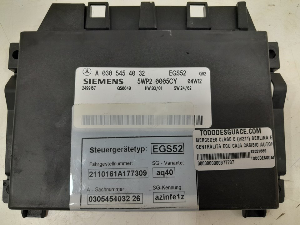 Centralita ecu caja cambio automatica mercedes-benz clase e e 270 cdi (211.016)