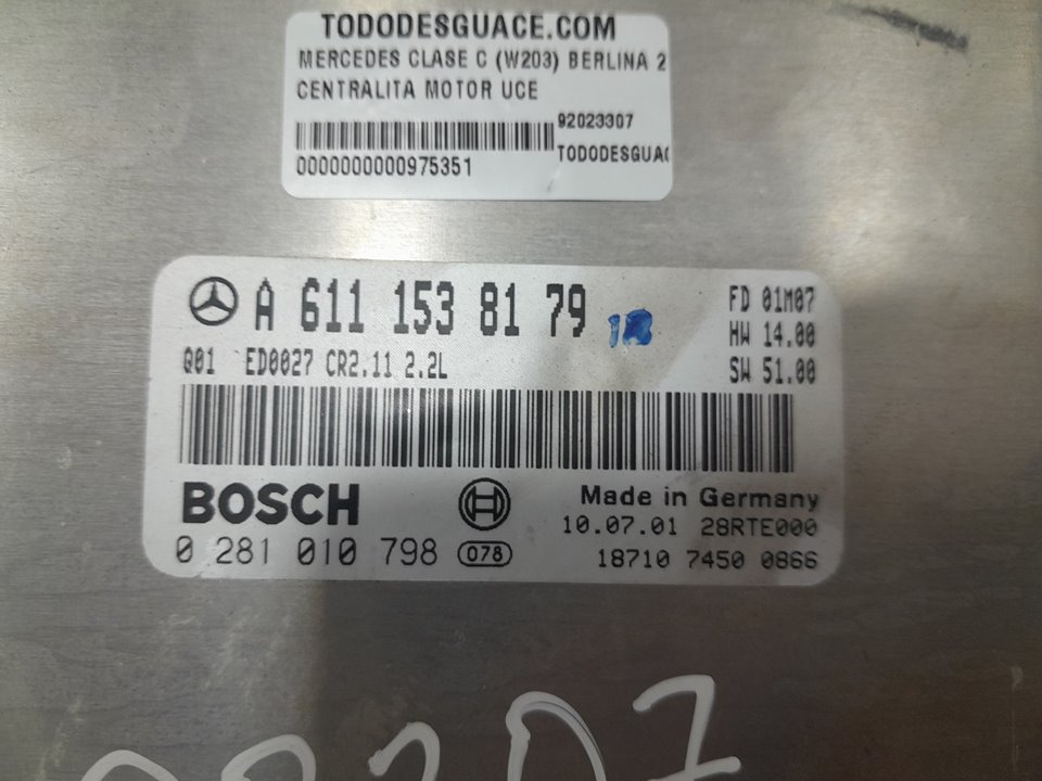 Centralita motor uce mercedes-benz clase c c 220 cdi (203.006)