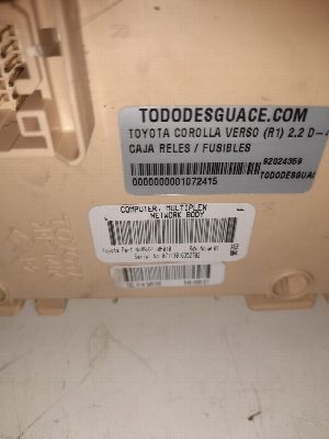 CAJA RELES / FUSIBLES TOYOTA COROLLA VERSO (R1) 2008