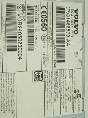 SISTEMA AUDIO / RADIO CD VOLVO V60 KOMBI 2016